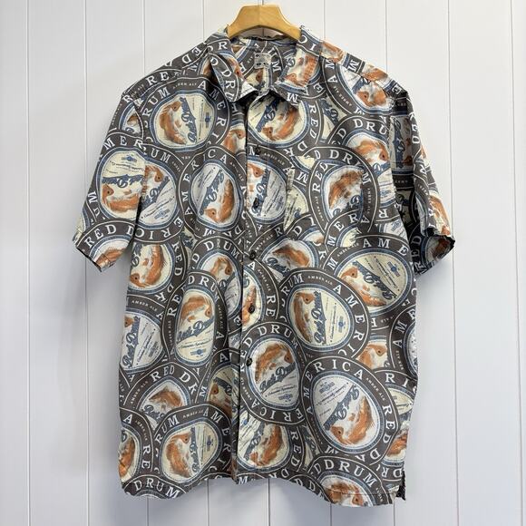 Columbia River Lodge Shirt Men XL Fishing America Red Drum Amber Ale Recreation - Picture 1 of 7